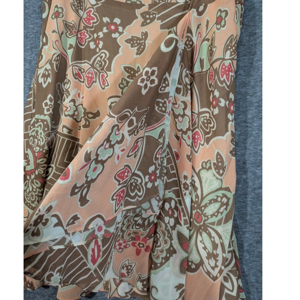 Margaret Frances Vintage Y2K Boho Floral Faux Wrap Midi Circle Skirt Size 12 - Picture 4 of 8